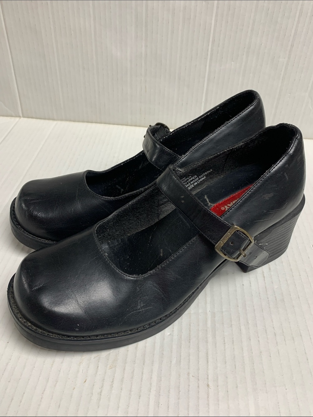 Union Bay Vintage Y2K Black Vegan Leather Mary Jane’s Shoes 9M Dark Academia